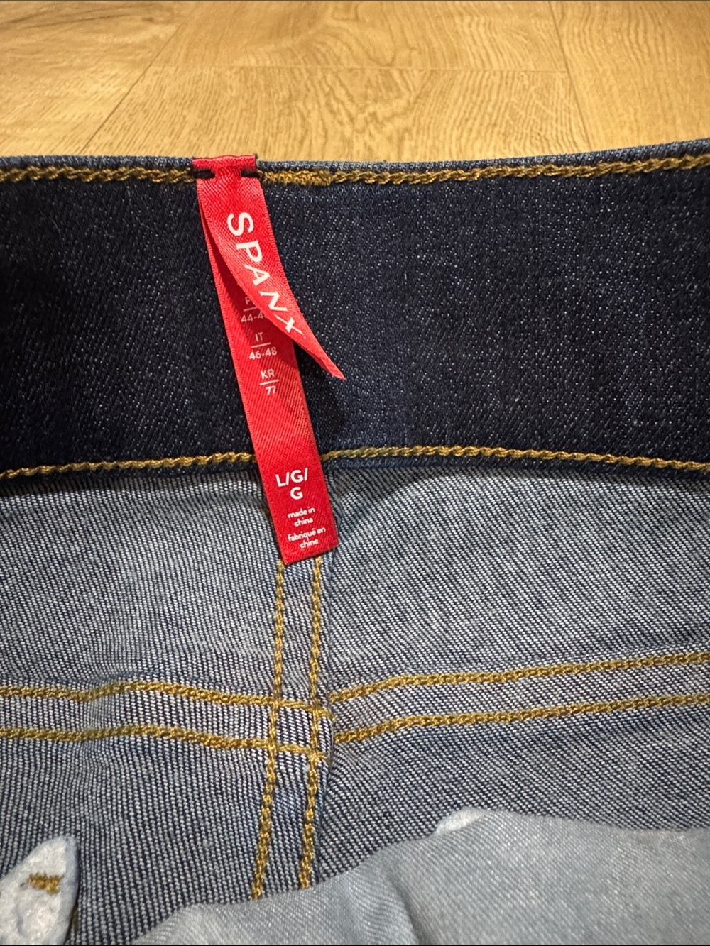 SPANX Large Dark Indigo Flare Jeans - Stretch Wide Leg - Picture 3 of 6